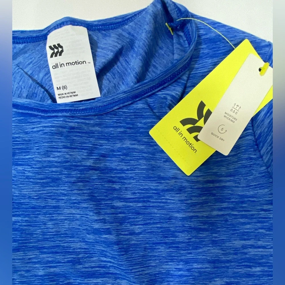 All In Motion Girls M (8) Blue Studio Quick Dry Tee shirt with cinched in back. - Picture 4 of 5